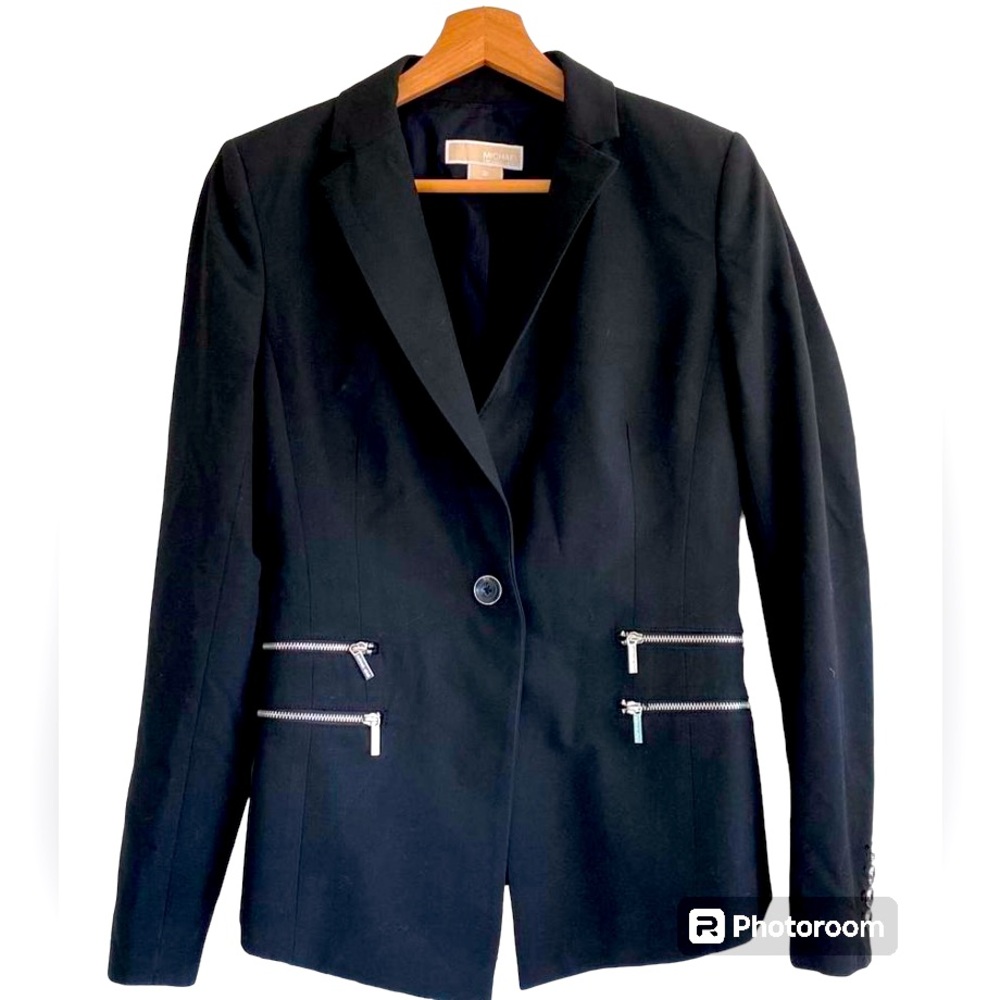 MICHAEL KORS long sleeve blazer Size 16 double silver zipper & silver hardware
